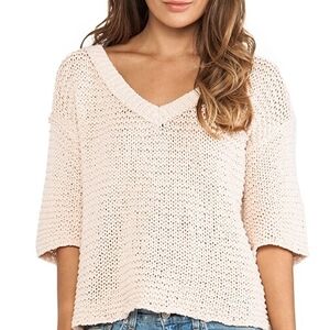 Free People Park Slope Sweater Women's Blush Knit 100% Cotton